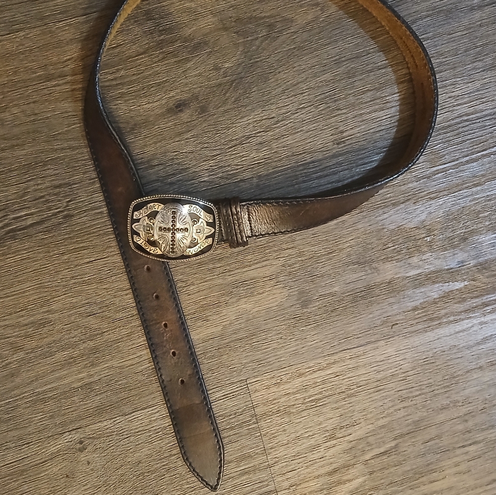 Brighton Heart Soul Love Honor Leather Belt. - Picture 8 of 15